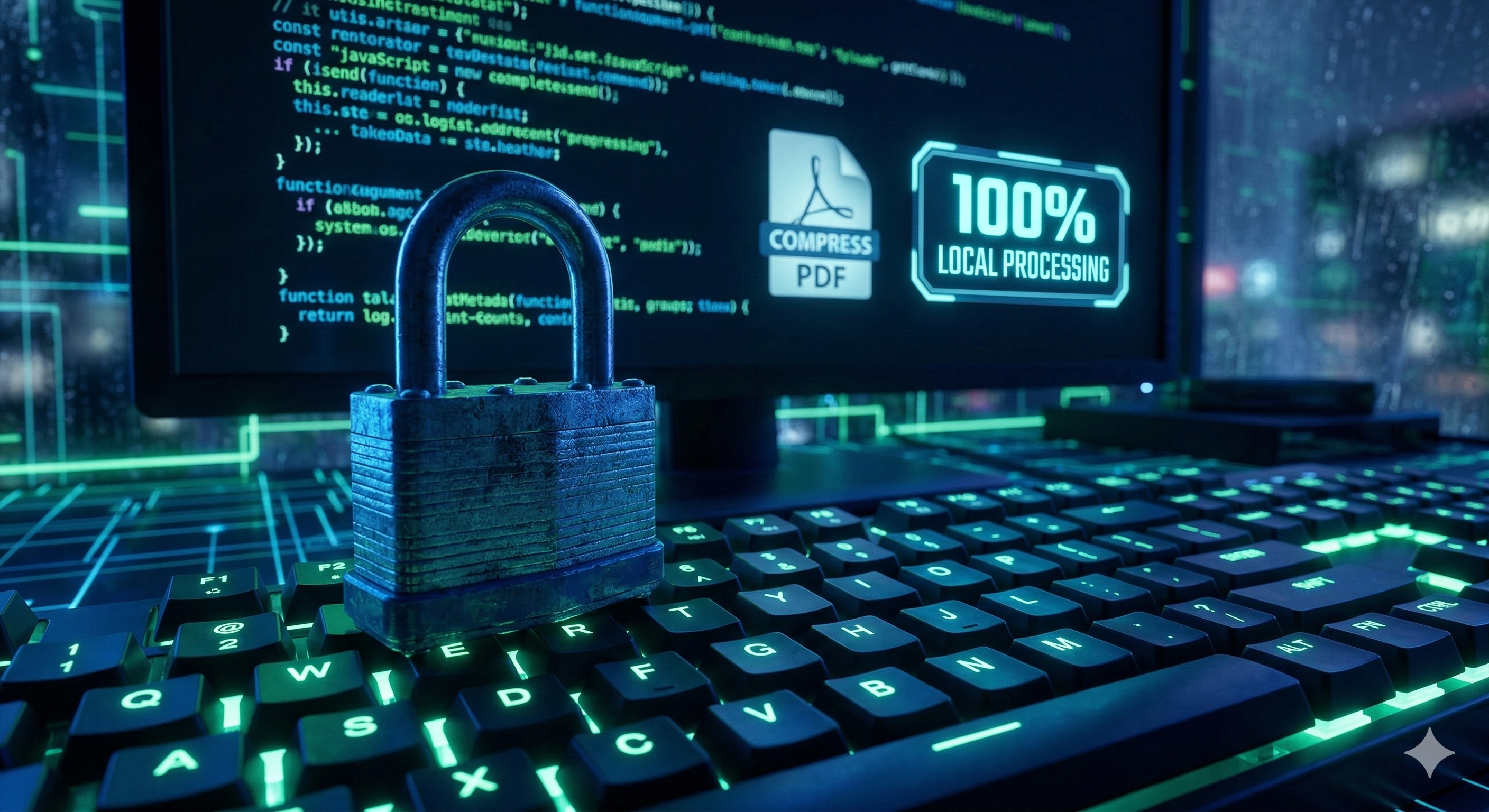 Secure local PDF compression in browser: no server uploads, 100% privacy.